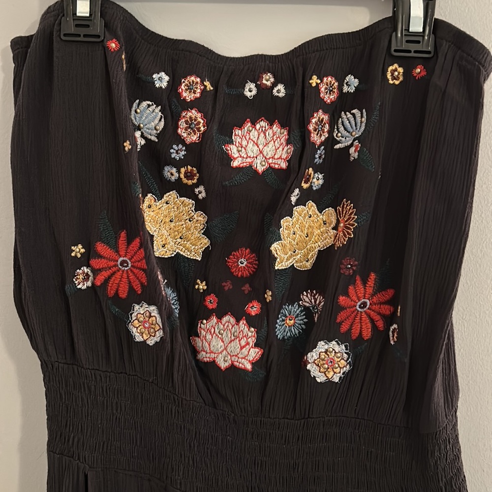 Xhilaration strapless jumpsuit - Grey with embroidered top. Size M - Picture 2 of 6